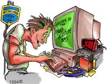 Jewel-case cover art from "So Much Modem Madness" CD-ROM series released in 1993/94. I love the intravenous Hackswell Mouse Coffee drip.